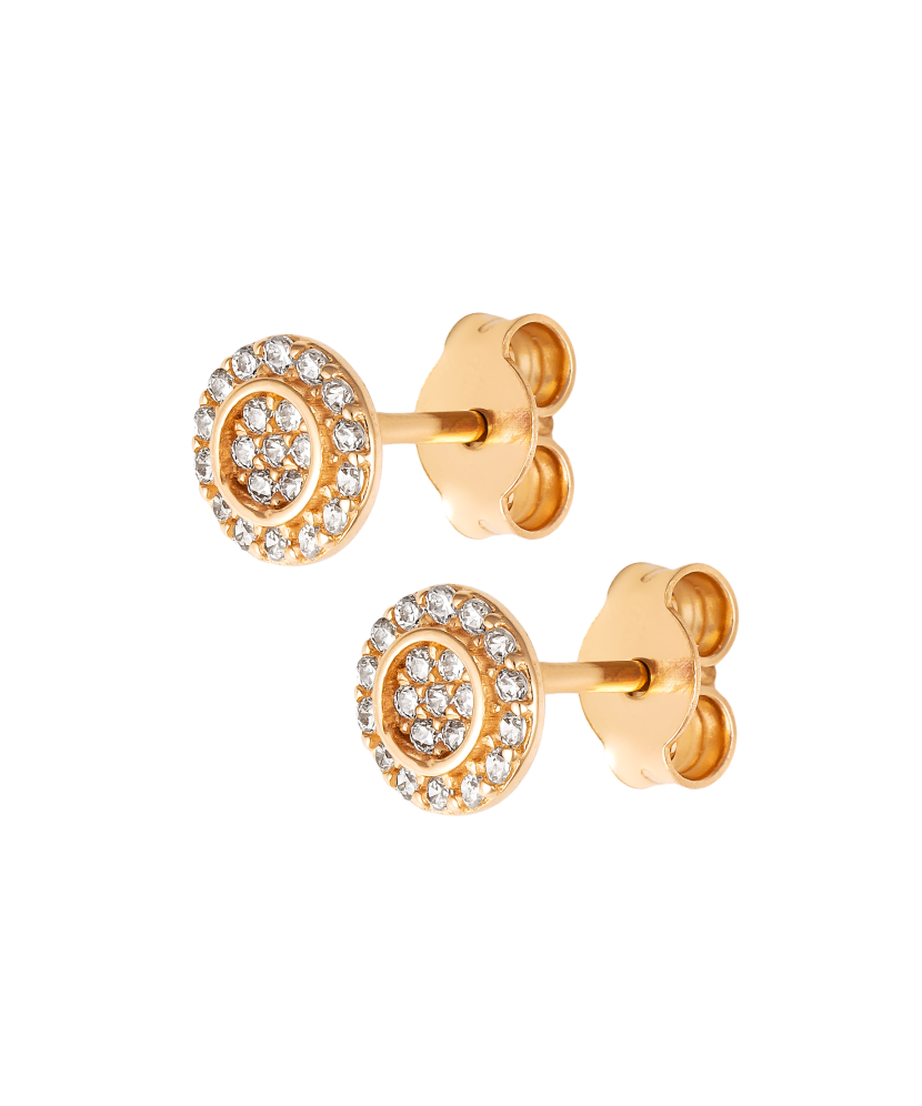 Gold earrings with zircons