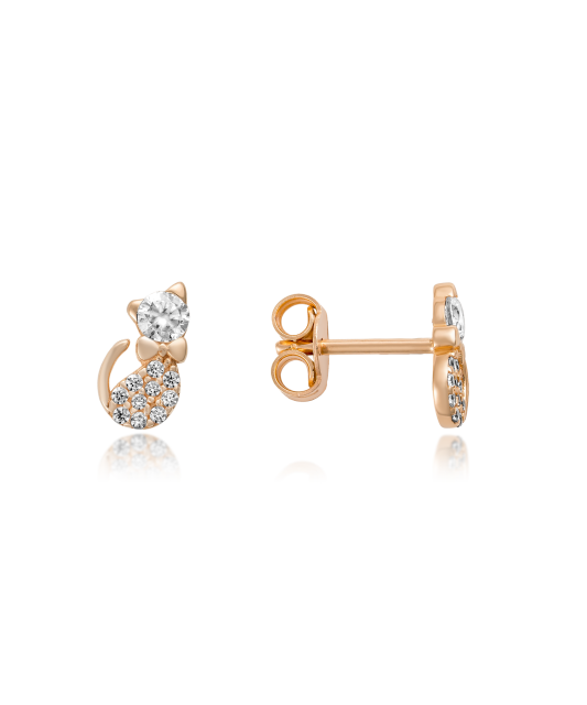 Gold earrings with zircons