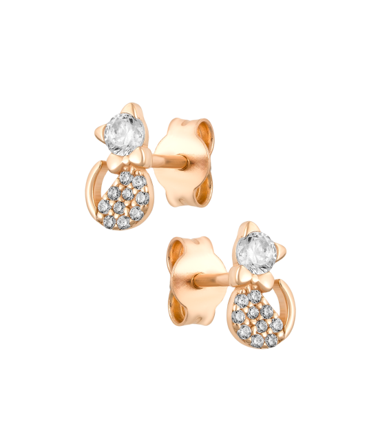 Gold earrings with zircons