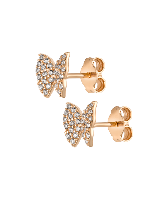 Gold earrings with zircons "Butterflies"