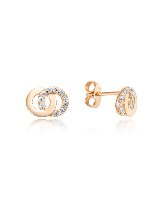 Gold earrings with zircons
