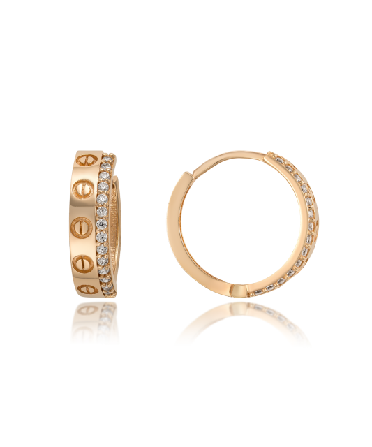 Gold earrings with zircons