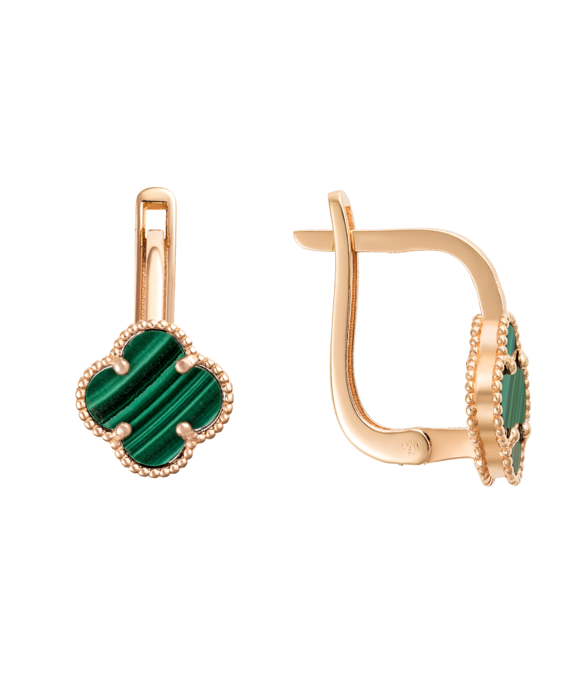 Gold earrings with enamel