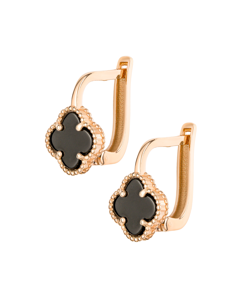 Gold earrings with enamel