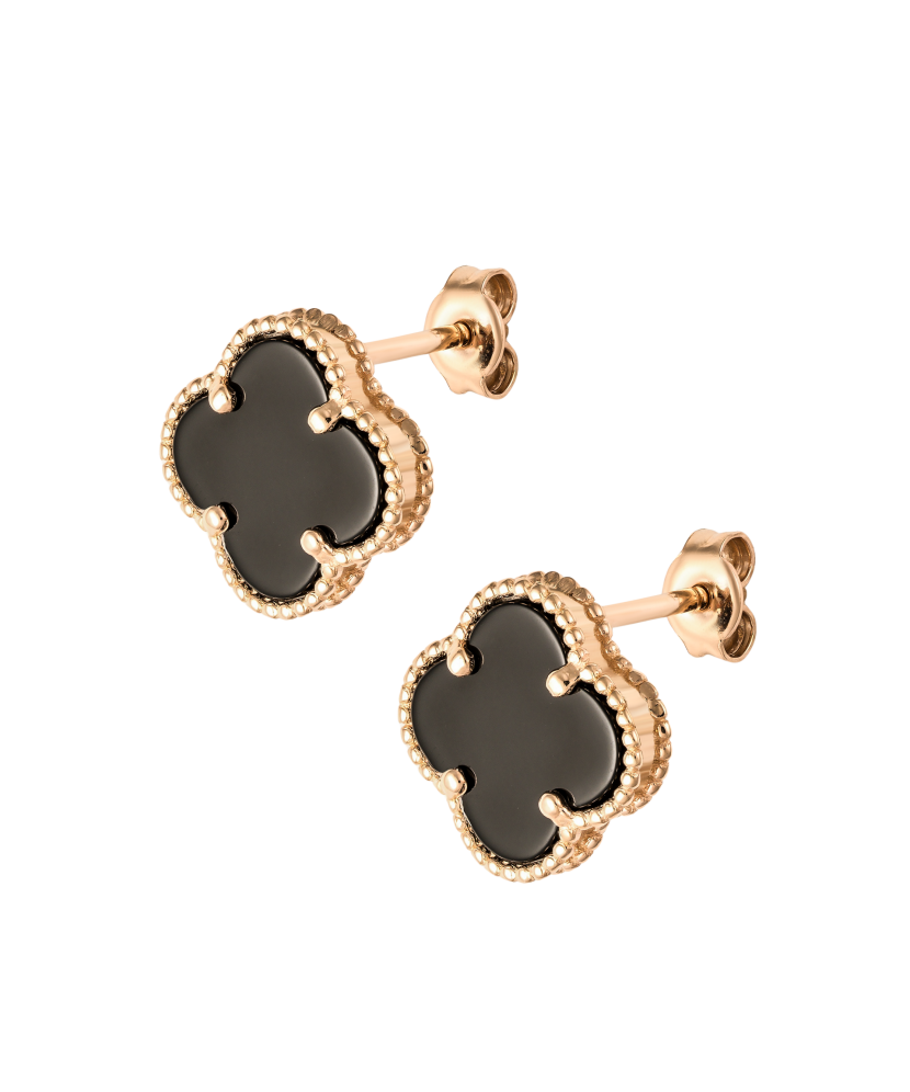 Gold earrings with onyx 12mm