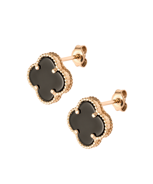 Gold earrings with onyx 12mm