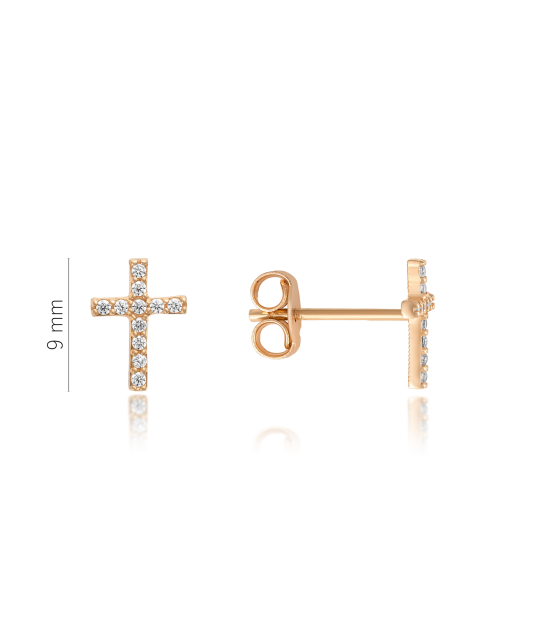 Gold earrings with zircons