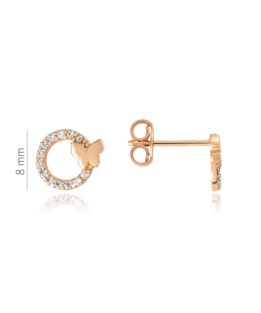 Kultaiset korvakorut zirkoneilla "Perhosia"