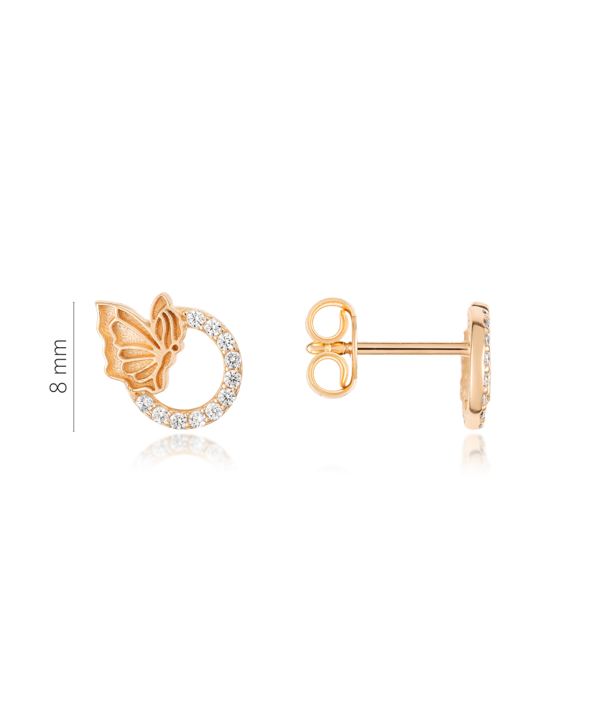 Gold earrings with zircons "Butterflies"