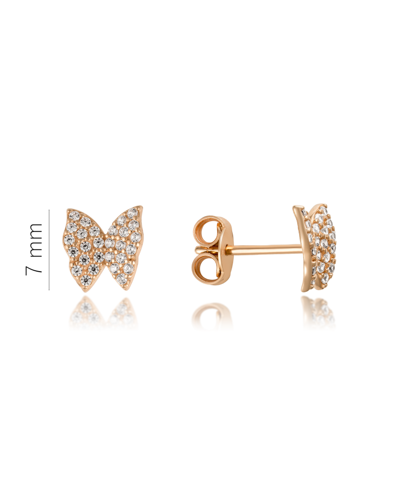 Gold earrings with zircons "Butterflies"