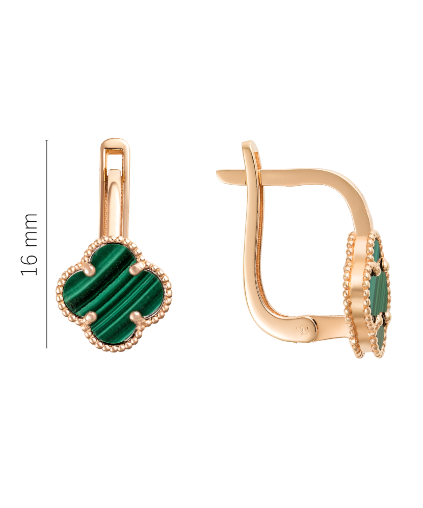 Gold earrings with enamel