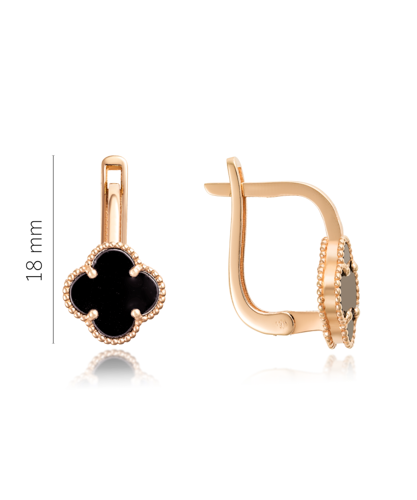 Gold earrings with enamel