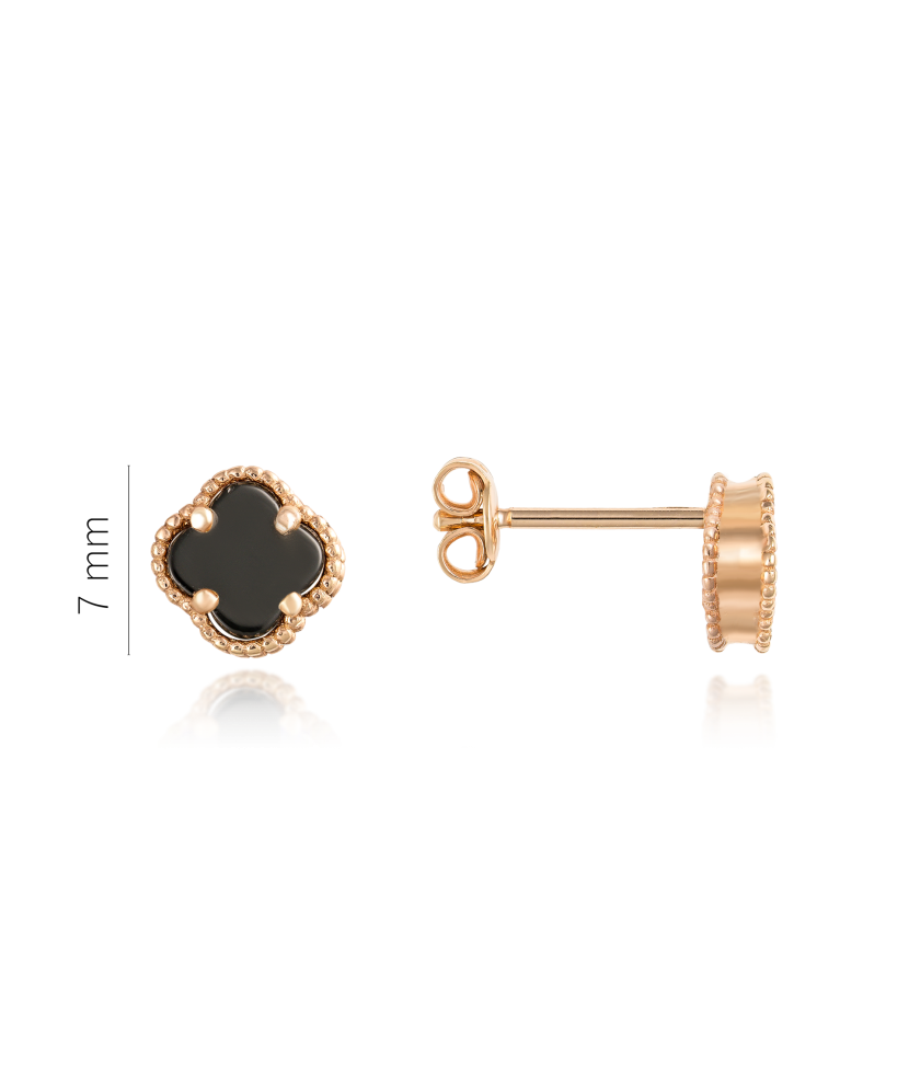 Gold earrings with enamel 7mm