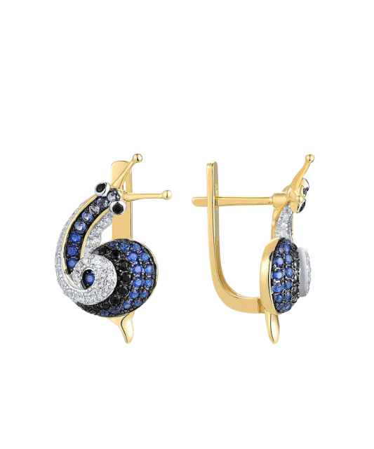 Gilded sterling silver earrings with zircons and spinels