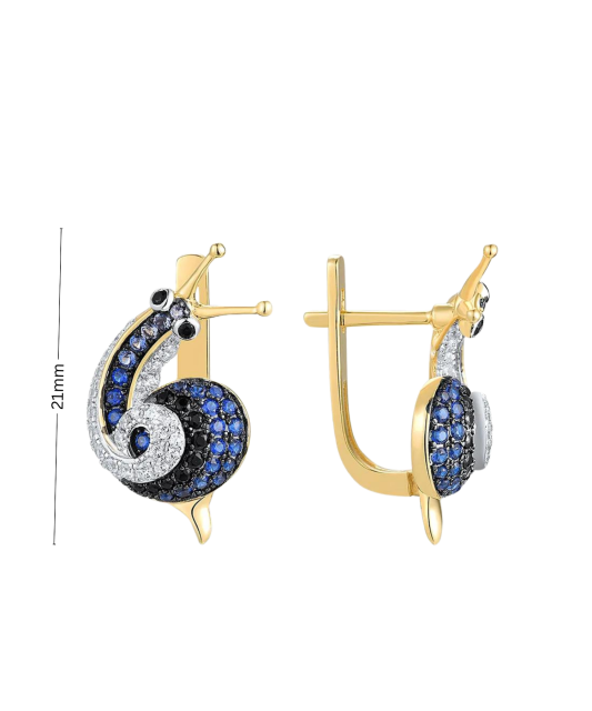 Gilded sterling silver earrings with zircons and spinels