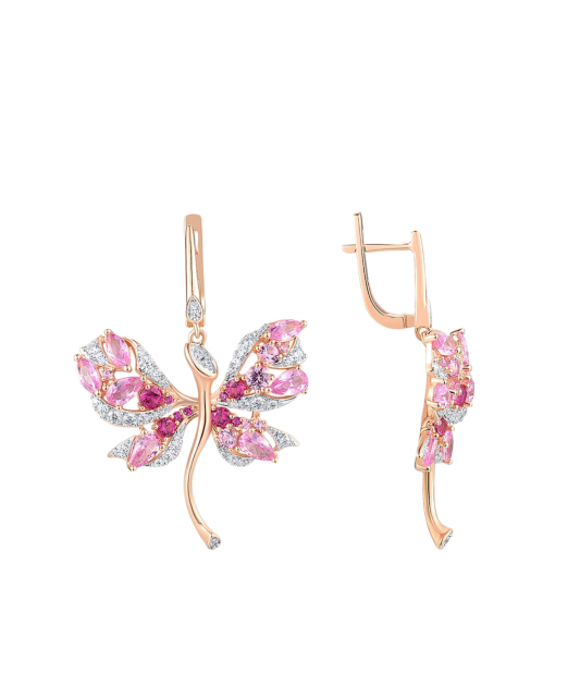 Gilded Sterling Silver earrings with nano sapphire and zircons