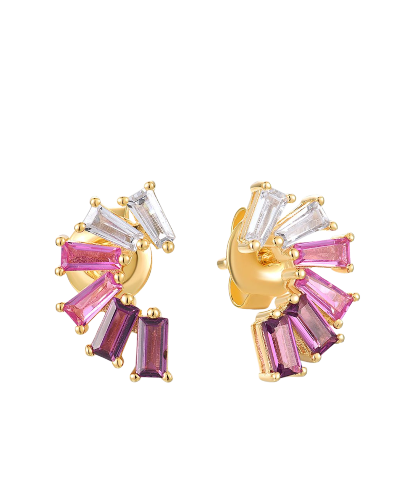 Gilded Sterling Silver earrings with nano sapphire and zircons