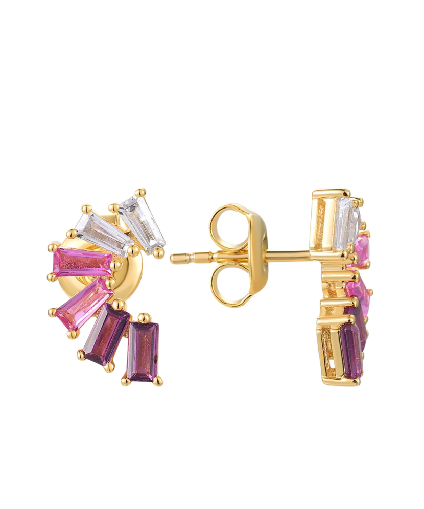 Позолоченные серьги из стерлингового серебра с наносапфирами и цирконами.