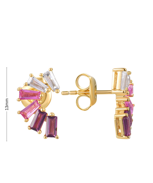 Gilded Sterling Silver earrings with nano sapphire and zircons