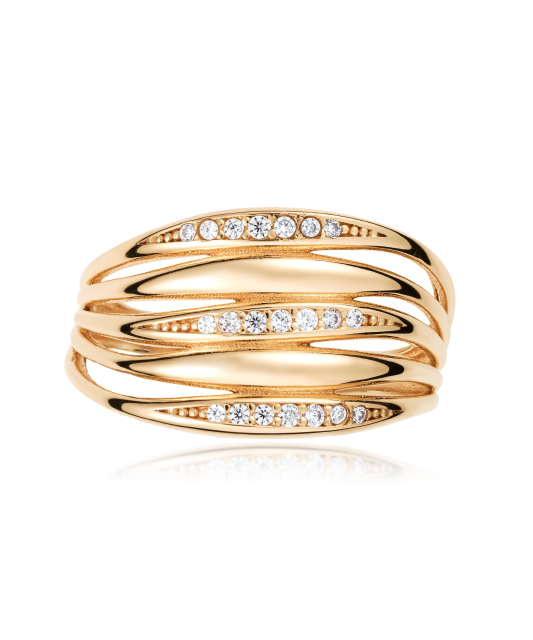 Gold ring with zircons