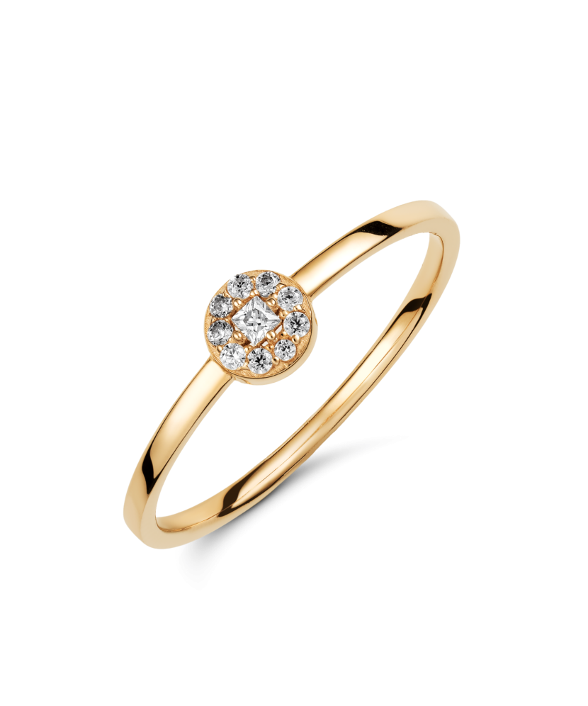 Gold ring with zircons