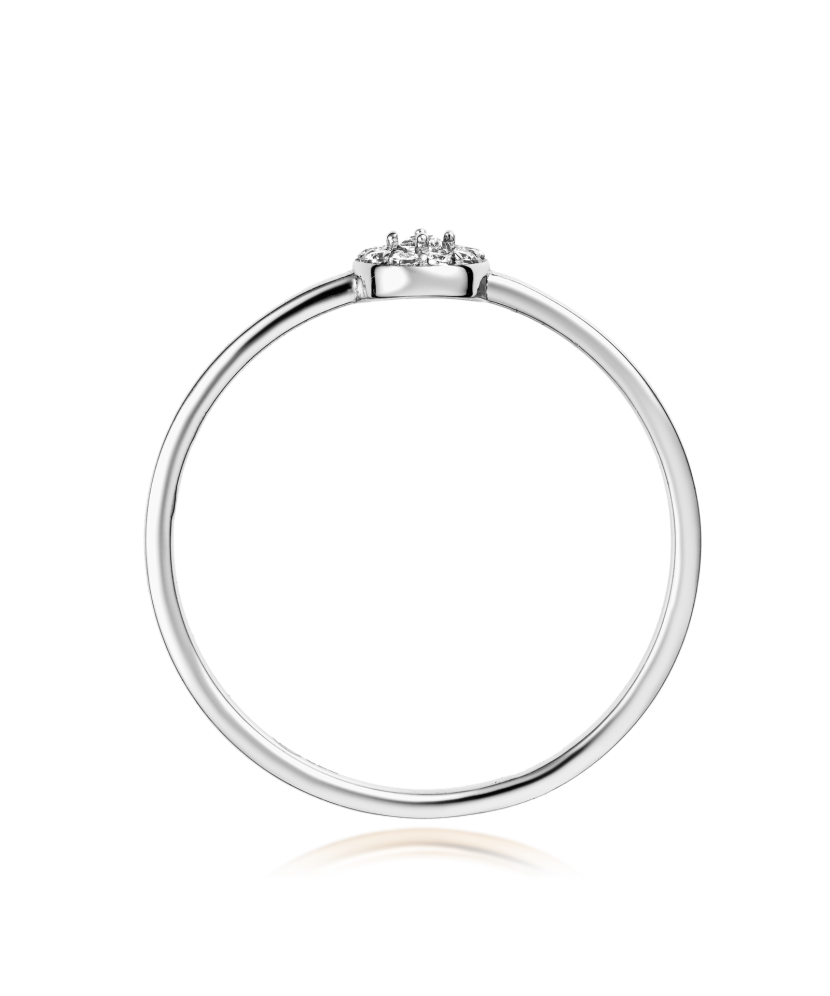 White gold ring with zircons