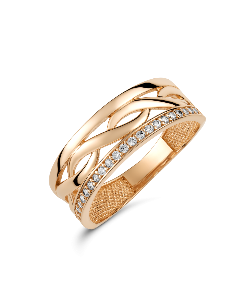 Gold ring with zircons