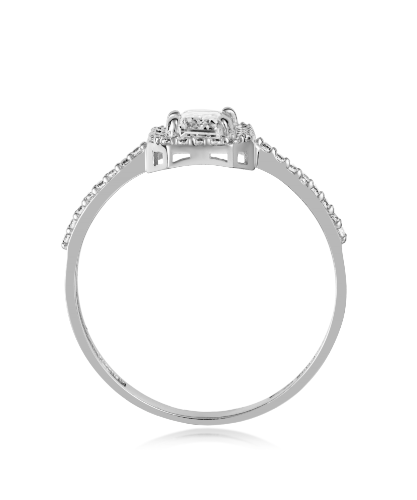 White gold ring with zircons