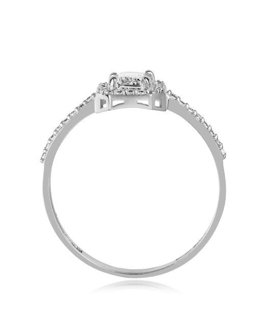 White gold ring with zircons