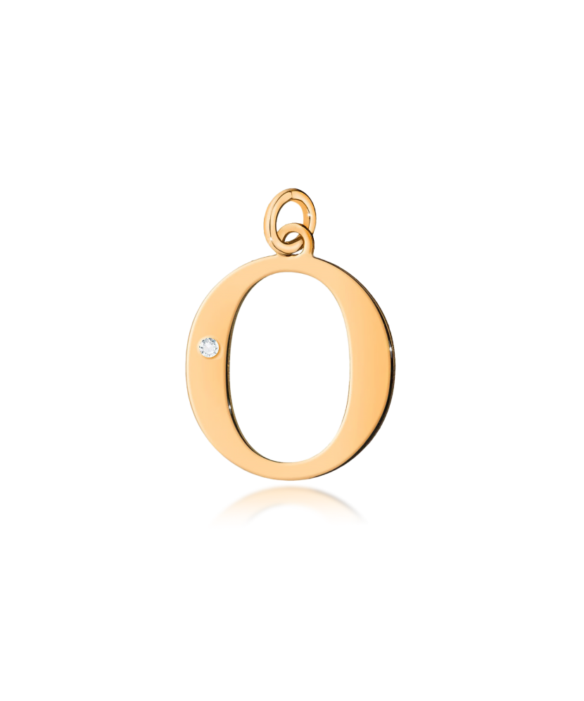 Gold pendant with diamond letter O