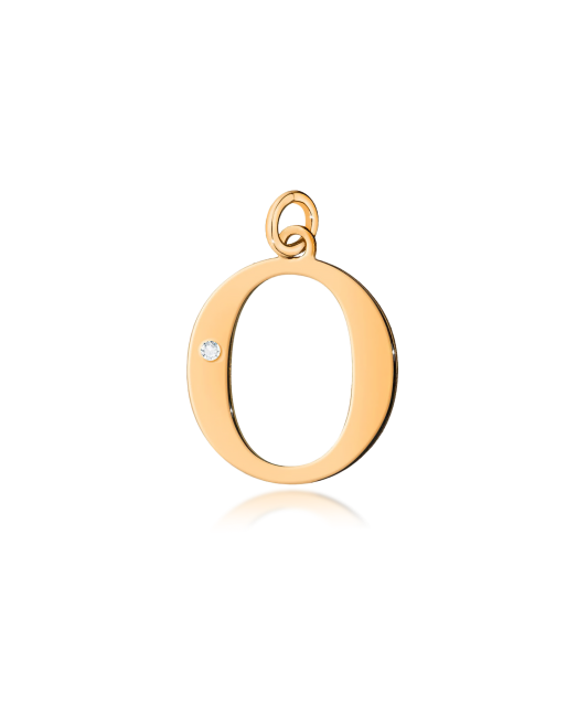 Gold pendant with diamond letter O