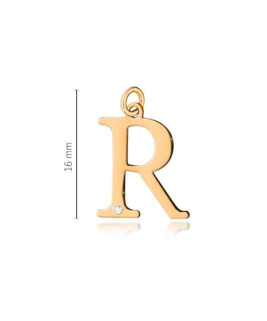 Kultainen riipus timantilla, kirjain R