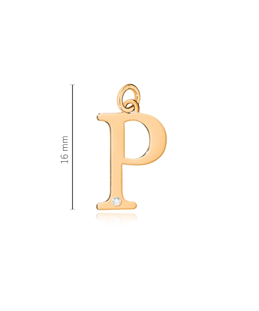 Gold pendant with diamond letter P