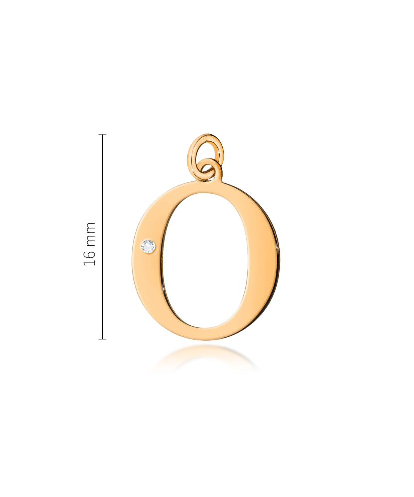 Gold pendant with diamond letter O