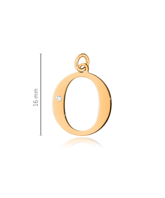 Gold pendant with diamond letter O