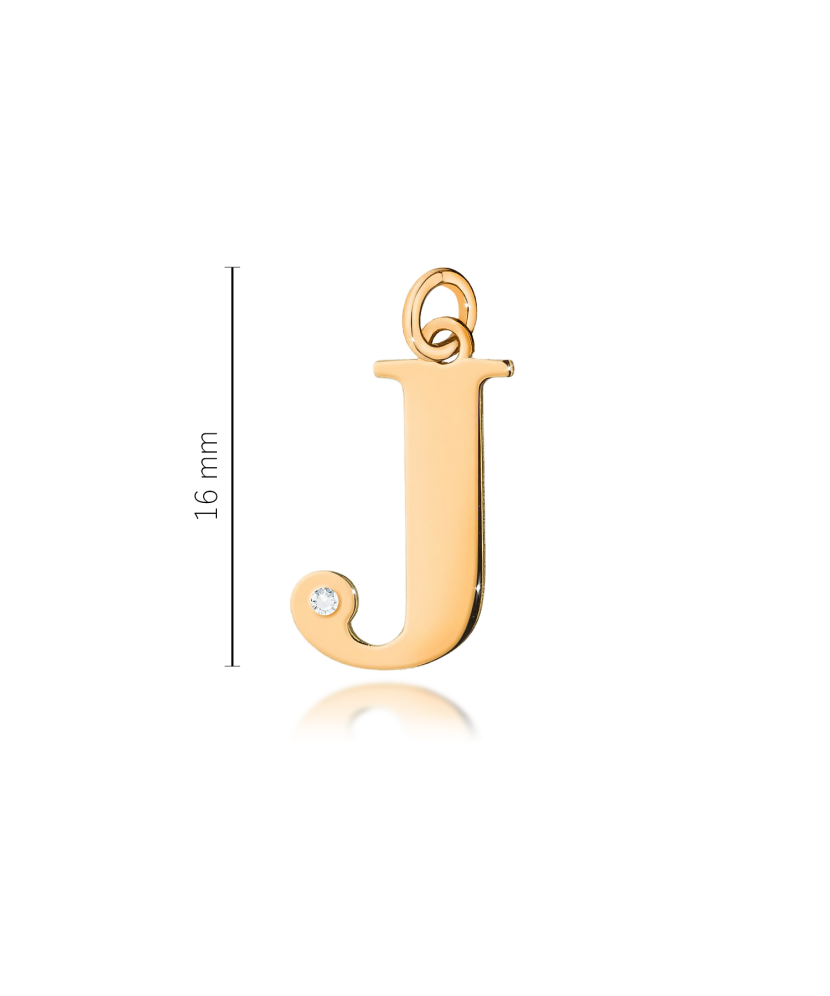 Gold pendant with diamond letter J