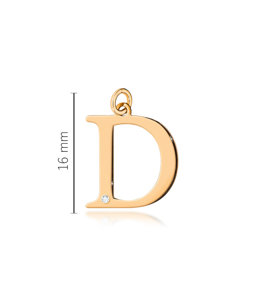Gold pendant with diamond letter D