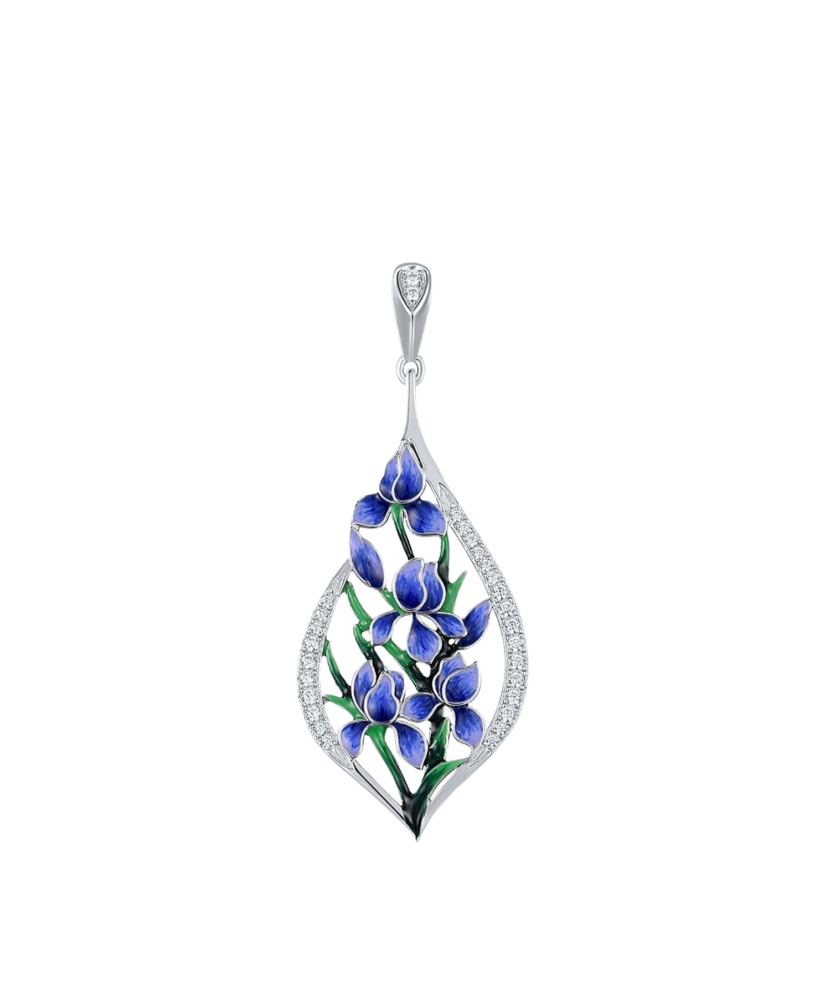 Sterling silver pendant with enamel and zircons