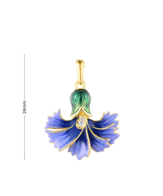 Gilded Sterling Silver pendant with enamel and zircons