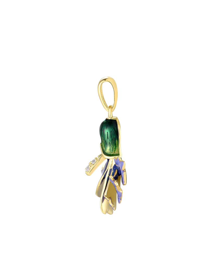 Gilded Sterling Silver pendant with enamel and zircons