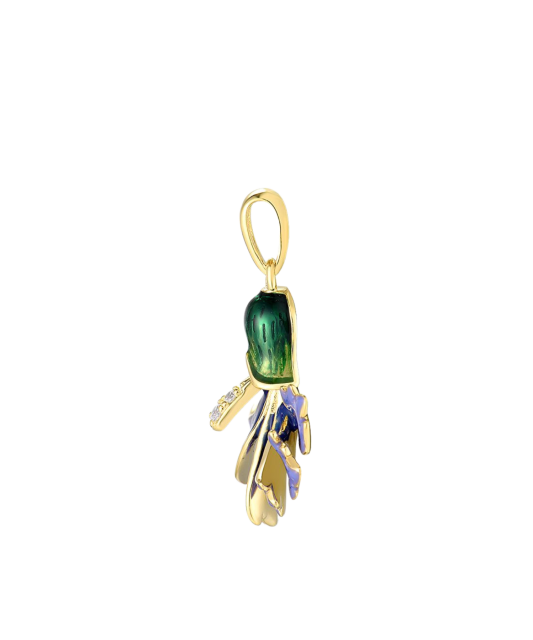 Gilded Sterling Silver pendant with enamel and zircons