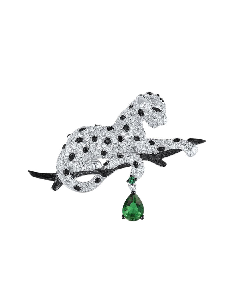 Sterling Silver brooch with zircons and spinels