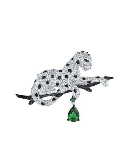 Sterling Silver brooch with zircons and spinels