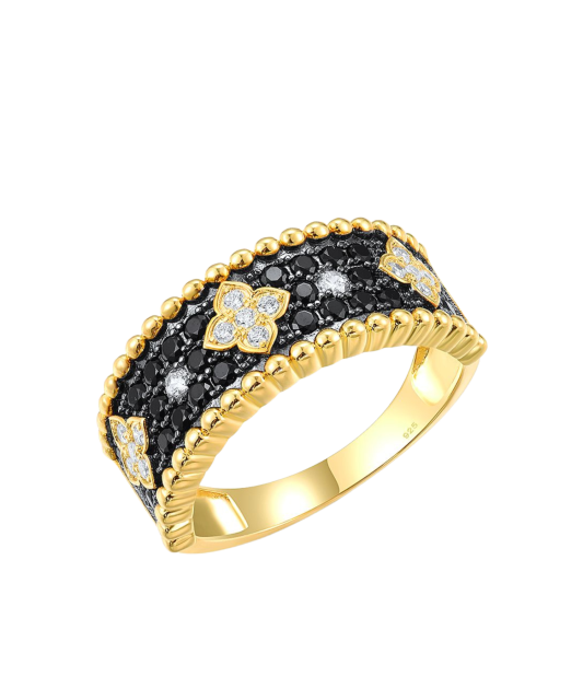Gilded Sterling silver ring with zircons and spinels