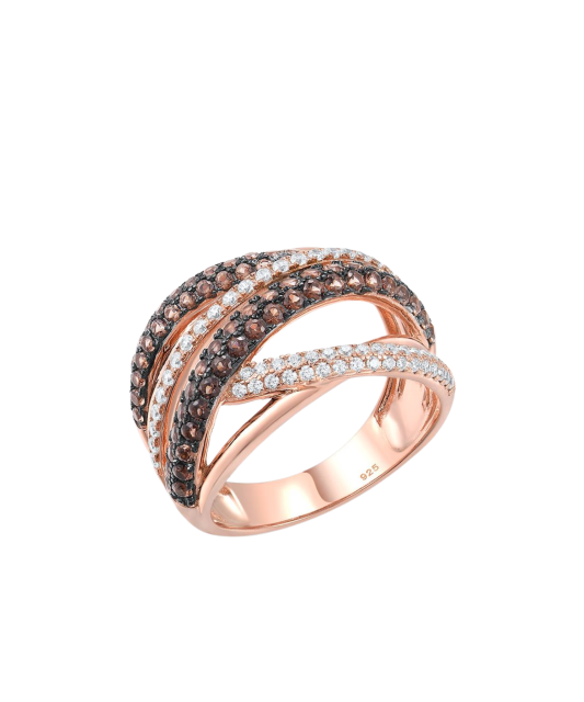 Gilded Sterling silver ring with zircons