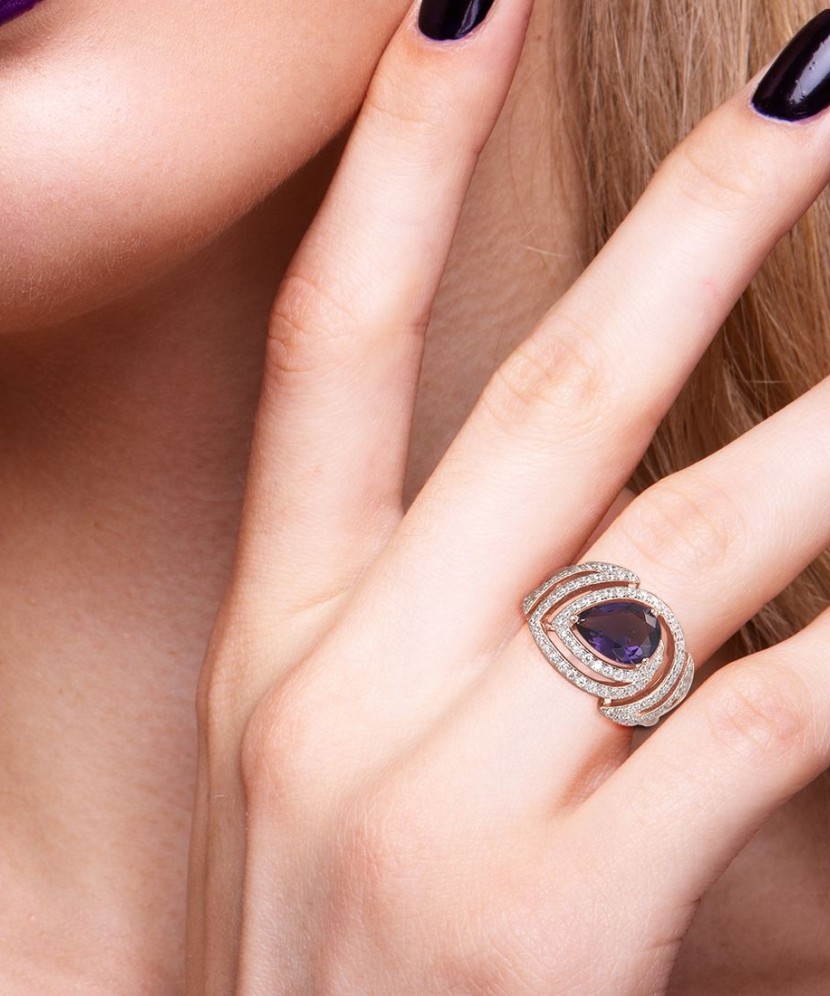 Gilded Sterling silver ring with zircons