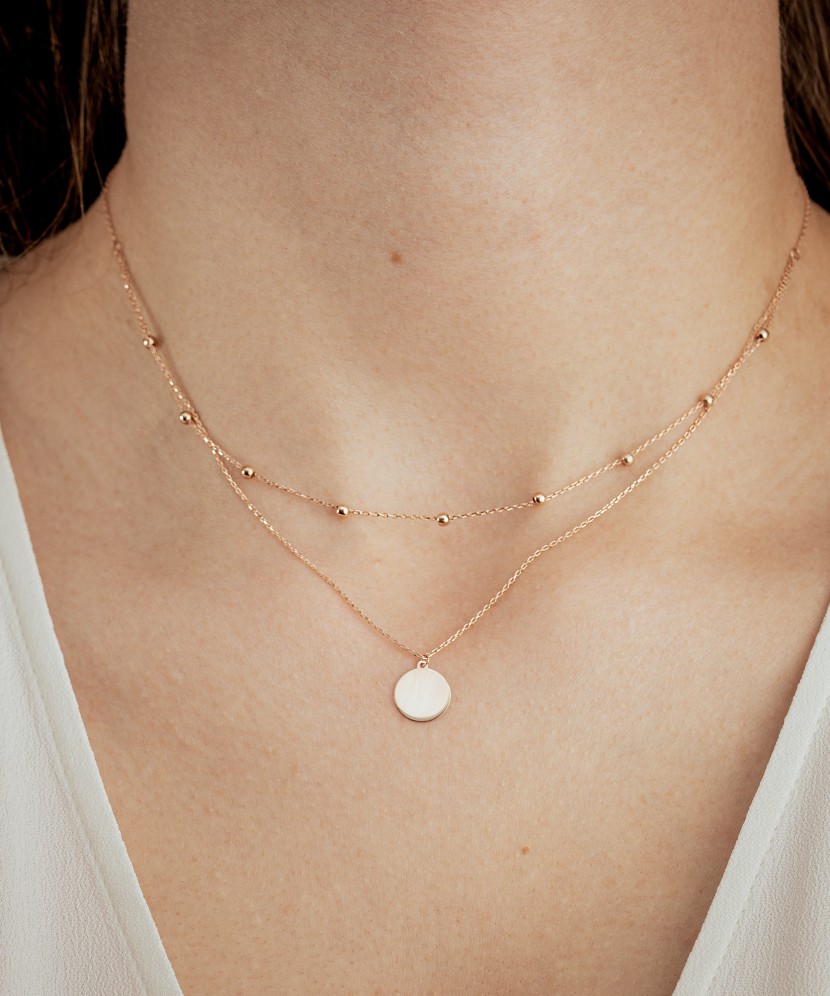 Gold double chain with  pendant