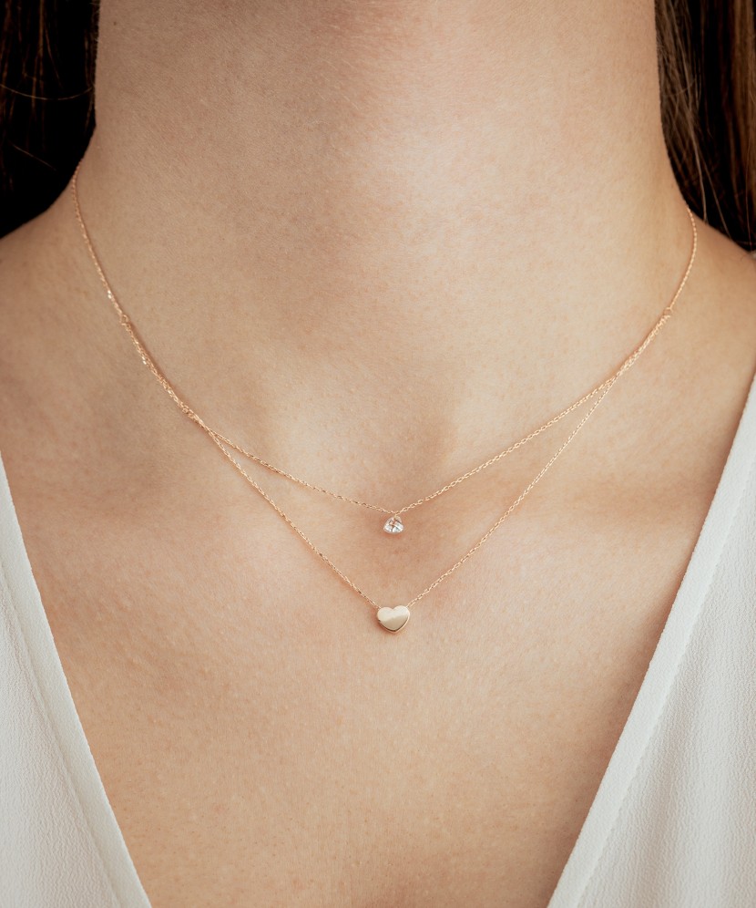 Kultainen kaksoisketju zirkoni riipuksella "sydän"