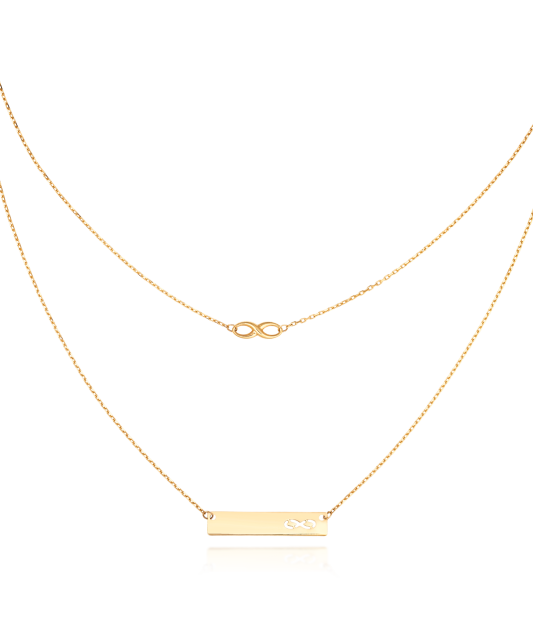 Double gold chain with pendant "infinity"