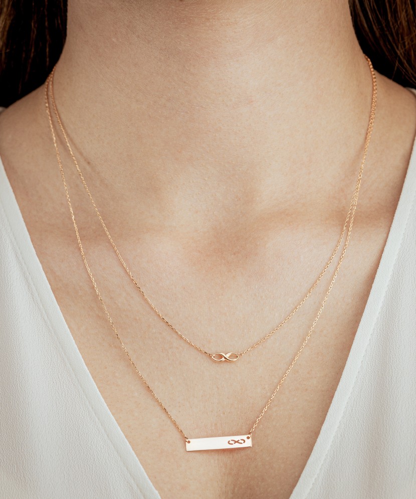 Double gold chain with pendant "infinity"